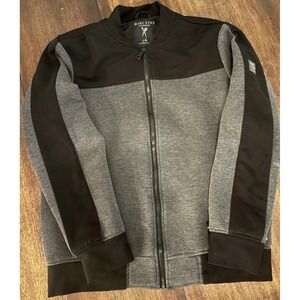 Marc Ecko Men's Cut & Sew Black Gray Ribbed Sweatsuit Full Zip Jacket Mens Large